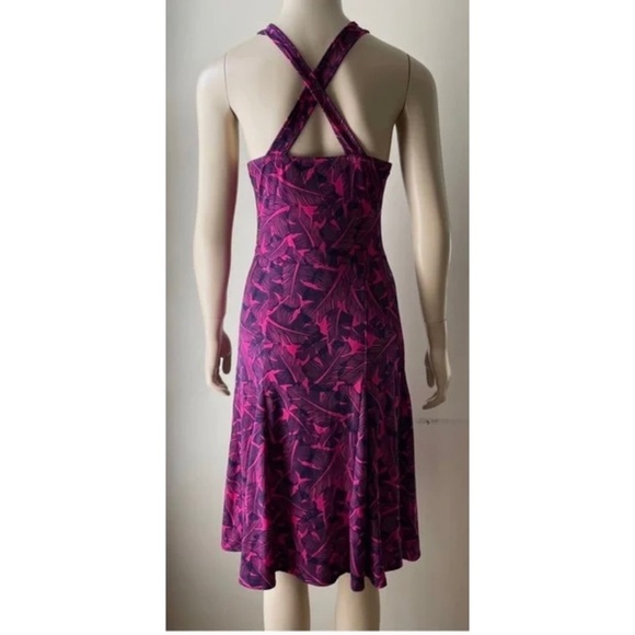 BANANA REPUBLIC Pink Palm Print Cross Back Sleeveless Dress - Picture 2 of 8